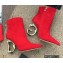 Dolce & Gabbana Heel 10.5cm Leather Ankle Boots Suede Red with Baroque DG Heel 2021