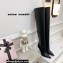 Amina Muaddi Clear Heel 9.5cm Leather Thigh-High Boots Black 2021