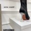 Amina Muaddi Clear Heel 9.5cm Leather Thigh-High Boots Black 2021