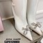 Amina Muaddi Heel 9.5cm Leather Thigh-High Boots White with Crystal Bow 2021