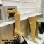 Amina Muaddi Heel 9.5cm Leather Thigh-High Boots Apricot with Crystal Bow 2021