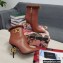 Dolce & Gabbana Mink Fur Thin Heel 10.5cm Leather Ankle Boots Brown with Baroque DG Heel 2021