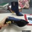 Dolce & Gabbana Thin Heel 10.5cm Leather Ankle Boots Snake Print Blue with Baroque DG Heel 2021
