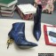 Dolce & Gabbana Thin Heel 10.5cm Leather Ankle Boots Snake Print Blue with Baroque DG Heel 2021