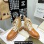 Jimmy Choo CORA FLAT JC Monogram Leather Mix Combat Boots Caramel 2021
