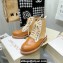 Jimmy Choo CORA FLAT JC Monogram Leather Mix Combat Boots Caramel 2021