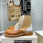 Jimmy Choo CORA FLAT JC Monogram Leather Mix Combat Boots Caramel 2021