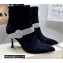 Jimmy Choo Heel 8.5cm KAZA Suede Booties Boots Black with Crystal-Embellished Strap 2021
