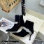 Jimmy Choo Heel 8.5cm KAZA Suede Booties Boots Black with Crystal-Embellished Strap 2021