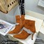 Jimmy Choo Heel 8.5cm KAZA Suede Booties Boots Orange with Crystal-Embellished Strap 2021