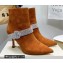 Jimmy Choo Heel 8.5cm KAZA Suede Booties Boots Orange with Crystal-Embellished Strap 2021