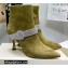 Jimmy Choo Heel 8.5cm KAZA Suede Booties Boots Olive Green with Crystal-Embellished Strap 2021
