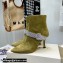 Jimmy Choo Heel 8.5cm KAZA Suede Booties Boots Olive Green with Crystal-Embellished Strap 2021