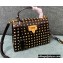 Valentino Small Rockstud Alcove Grainy Calfskin Handbag Black With All-over Studs 2021