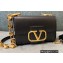 Valentino Stud Sign Grainy Calfskin Shoulder Bag Black 2021