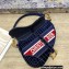 Dior Saddle Bag in Crocodile-Effect Embroidered Velvet Blue 2021