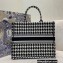 Dior Book Tote Bag in Houndstooth Embroidery Black 2021