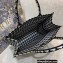 Dior Book Tote Bag in Houndstooth Embroidery Black 2021