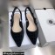 Dior J'Adior Slingback Ballerina Flats Crocodile-Effect Embroidered Velvet Black 2021