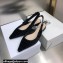Dior J'Adior Slingback Ballerina Flats Crocodile-Effect Embroidered Velvet Black 2021