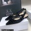 Dior J'Adior Slingback Ballerina Flats Crocodile-Effect Embroidered Velvet Black 2021