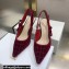 Dior Heel 6.5cm J'Adior Slingback Pumps Crocodile-Effect Embroidered Velvet Red 2021