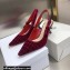 Dior Heel 6.5cm J'Adior Slingback Pumps Crocodile-Effect Embroidered Velvet Red 2021