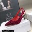 Dior Heel 6.5cm J'Adior Slingback Pumps Crocodile-Effect Embroidered Velvet Red 2021