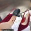 Dior Heel 6.5cm J'Adior Slingback Pumps Crocodile-Effect Embroidered Velvet Red 2021