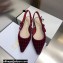 Dior J'Adior Slingback Ballerina Flats Crocodile-Effect Embroidered Velvet Red 2021