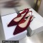 Dior J'Adior Slingback Ballerina Flats Crocodile-Effect Embroidered Velvet Red 2021