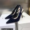 Dior Heel 9.5cm J'Adior Slingback Pumps Crocodile-Effect Embroidered Velvet Dark Blue 2021