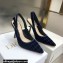 Dior Heel 9.5cm J'Adior Slingback Pumps Crocodile-Effect Embroidered Velvet Dark Blue 2021