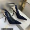 Dior Heel 9.5cm J'Adior Slingback Pumps Crocodile-Effect Embroidered Velvet Dark Blue 2021