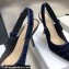 Dior Heel 9.5cm J'Adior Slingback Pumps Crocodile-Effect Embroidered Velvet Dark Blue 2021