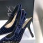 Dior Heel 9.5cm J'Adior Slingback Pumps Crocodile-Effect Embroidered Velvet Dark Blue 2021