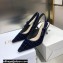 Dior Heel 6.5cm J'Adior Slingback Pumps Crocodile-Effect Embroidered Velvet Dark Blue 2021