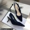 Dior Heel 6.5cm J'Adior Slingback Pumps Crocodile-Effect Embroidered Velvet Dark Blue 2021
