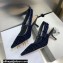 Dior Heel 6.5cm J'Adior Slingback Pumps Crocodile-Effect Embroidered Velvet Dark Blue 2021