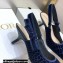Dior Heel 6.5cm J'Adior Slingback Pumps Crocodile-Effect Embroidered Velvet Dark Blue 2021