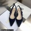 Dior J'Adior Slingback Ballerina Flats Crocodile-Effect Embroidered Velvet Dark Blue 2021