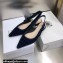 Dior J'Adior Slingback Ballerina Flats Crocodile-Effect Embroidered Velvet Dark Blue 2021