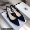 Dior J'Adior Slingback Ballerina Flats Crocodile-Effect Embroidered Velvet Dark Blue 2021