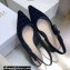 Dior J'Adior Slingback Ballerina Flats Crocodile-Effect Embroidered Velvet Dark Blue 2021