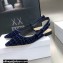Dior J'Adior Slingback Ballerina Flats Crocodile-Effect Embroidered Velvet Dark Blue 2021