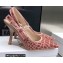 Dior Heel 9.5cm J'Adior Slingback Pumps Crocodile-Effect Embroidered Velvet Pink 2021
