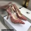 Dior Heel 9.5cm J'Adior Slingback Pumps Crocodile-Effect Embroidered Velvet Pink 2021