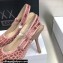 Dior Heel 9.5cm J'Adior Slingback Pumps Crocodile-Effect Embroidered Velvet Pink 2021