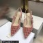 Dior Heel 6.5cm J'Adior Slingback Pumps Crocodile-Effect Embroidered Velvet Pink 2021