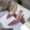 Dior Heel 6.5cm J'Adior Slingback Pumps Crocodile-Effect Embroidered Velvet Pink 2021